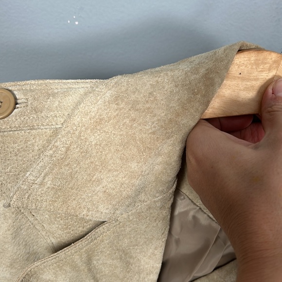 Vintage wet seal cream suede midi pocketed lined coat size M / L- see measuremen - Picture 16 of 17